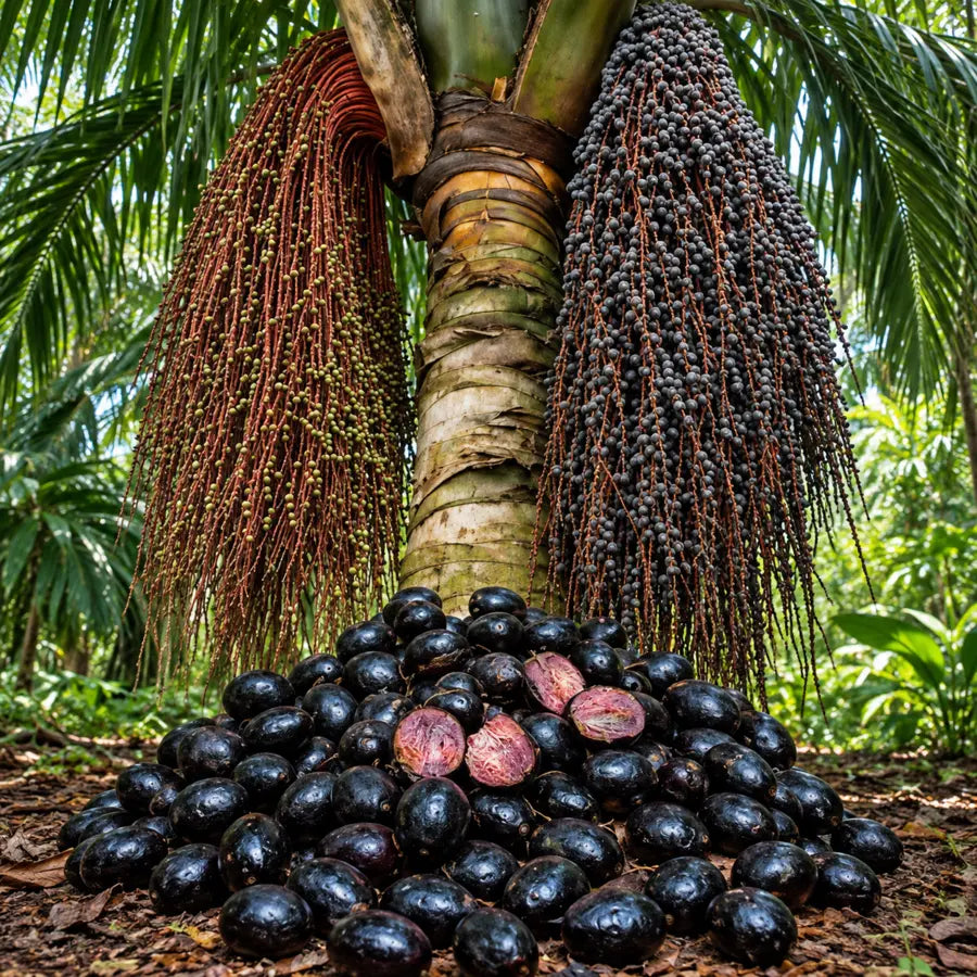 Ungurahua palm with dark ripe fruit